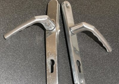 Replaced door handles for security and aesthetics